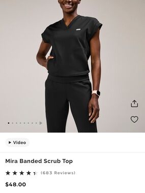 Figs Mira Banded Scrub Top and pant set in Black
